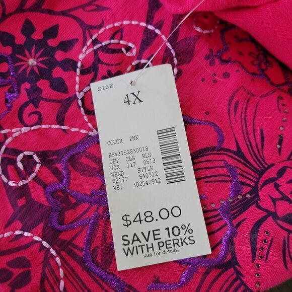 Liz & Me for Catherines Floral Print Tee (Size 4X) - Picture 7 of 8